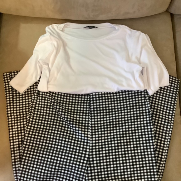 New Womens Zara White Short Top & Crosby Ankle Pants - Picture 2 of 8